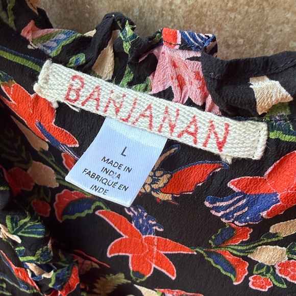 Anthropologie Banjanan Markle Ruffled 100% Silk Maxi Dress Pockets Event Ready L - Picture 6 of 16